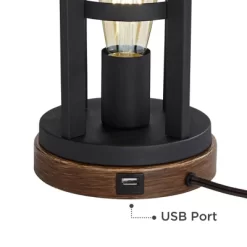 Franklin Iron Works Lucas Western Table Lamps 26" High Set Of 2 Bronze With USB Charging Port And Nightlight LED Drum Shade For Bedroom Bedside Desk -Lighting Discount Store GUEST d4533e46 b29c 4b14 a7e6 abceaae14065