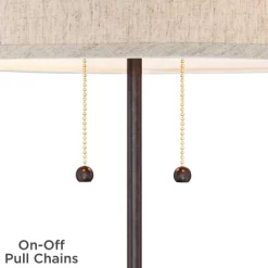 360 Lighting Modern Accent Table Lamp With USB And AC Power Outlet 23 1/2" High Bronze Fabric Drum Shade For Bedroom Living Room House Desk Bedside -Lighting Discount Store GUEST d49981cc a0b5 4426 aead 00a9612cb3ac