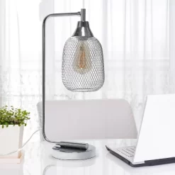 Industrial Mesh Desk Lamp Chrome - Lalia Home -Lighting Discount Store GUEST d4ad87ce fb42 4241 9ec8 34ea20a1a8d9