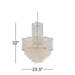 Vienna Full Spectrum Pioggia Chrome Pendant Chandelier 23 1/2" Wide Modern Crystal 5-Light Fixture For Dining Room House Foyer Kitchen Island Entryway -Lighting Discount Store GUEST d5832ef2 5aa8 4031 a483 13542b881352