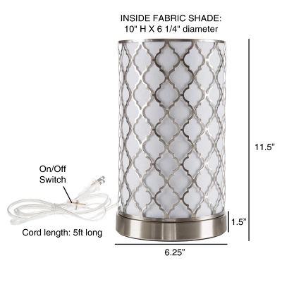 Hastings Home Uplight Table Lamp With Steel Quatrefoil Cutout Pattern, Fabric Overwrap, And LED Light Bulb 6 Hastings Home Uplight Table Lamp With Steel Quatrefoil Cutout Pattern, Fabric Overwrap, And LED Light Bulb - Image 6
