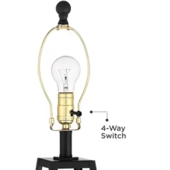 Franklin Iron Works Kacey Industrial Table Lamps 25 1/4" High Set Of 2 Dark Metal With USB LED Nightlight Black Faux Silk Shade For Living Room Desk -Lighting Discount Store GUEST db89f03f 3104 44cc b58e 51b17026d067