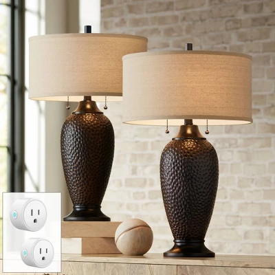 360 Lighting Cody 26" High Industrial Farmhouse Rustic Table Lamps Set Of 2 WiFi Smart Socket Pull Chain Oiled Bronze Finish Living Room Oatmeal Shade 1 360 Lighting Cody 26" High Industrial Farmhouse Rustic Table Lamps Set Of 2 WiFi Smart Socket Pull Chain Oiled Bronze Finish Living Room Oatmeal Shade
