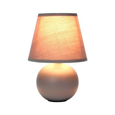 8.66" Petite Ceramic Orb Base Bedside Table Desk Lamp With Matching Tapered Drum Fabric Shade Gray - Creekwood Home 3 8.66" Petite Ceramic Orb Base Bedside Table Desk Lamp With Matching Tapered Drum Fabric Shade Gray - Creekwood Home - Image 3