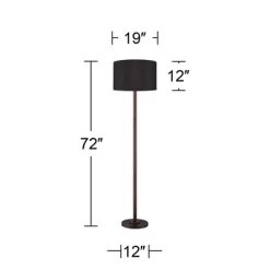 Possini Euro Design Meridian Modern 72" Tall Floor Lamp Oil Rubbed Bronze Metal Light Blaster LED Black Drum Shade For Living Room Bedroom -Lighting Discount Store GUEST ddd3b992 46c3 4e53 bc78 65c2e8364ac4