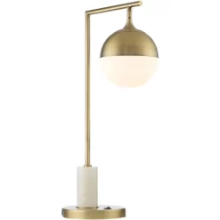 Possini Euro Design Luna Mid Century Desk Table Lamp 26 1/2" High Brass Metal With USB Charging Port Opal Glass Shade For Bedroom Living Room Bedside 12 Possini Euro Design Luna Mid Century Desk Table Lamp 26 1/2" High Brass Metal With USB Charging Port Opal Glass Shade For Bedroom Living Room Bedside -Lighting Discount Store GUEST ddd637ba 9df8 490e 87ee 6c0f9cf79b51