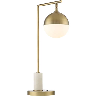 Possini Euro Design Luna Mid Century Desk Table Lamp 26 1/2" High Brass Metal With USB Charging Port Opal Glass Shade For Bedroom Living Room Bedside 5 Possini Euro Design Luna Mid Century Desk Table Lamp 26 1/2" High Brass Metal With USB Charging Port Opal Glass Shade For Bedroom Living Room Bedside - Image 5