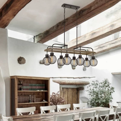 39.5" X 14.75" Metal Forio Chandelier With Mesh Round Shade Brown - Cal Lighting 2 39.5" X 14.75" Metal Forio Chandelier With Mesh Round Shade Brown - Cal Lighting - Image 2