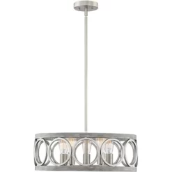 Franklin Iron Works Salima Brushed Nickel Gray Pendant Chandelier 21 1/4" Wide Farmhouse Rustic LED 5-Light Fixture For Dining Room Kitchen Island -Lighting Discount Store GUEST de3c317b 863c 4a94 b35f df4fa71d5c3b