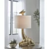 Signature Design By Ashley Ferrison Giraffe Table Lamp With Fabric Shade - Goldtone