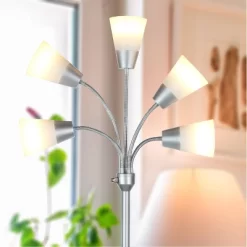 Brightech Medusa Modern (Includes LED Light Bulb) Gooseneck Candelabra Floor Lamp Platinum Silver -Lighting Discount Store GUEST e190a0ae 9591 4819 8438 30413b7f6236