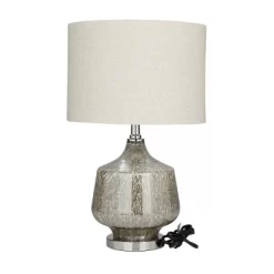 Linen Table Lamp With Faux Mercury Glass Finish Silver - Olivia & May -Lighting Discount Store GUEST e347cda9 00fa 421e a808 fc381f44bc93