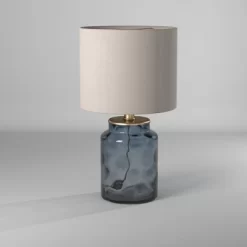 Table Lamp Blue Finish - StyleCraft: Small Bedside Glass Lamp, No Assembly Required, UL Listed