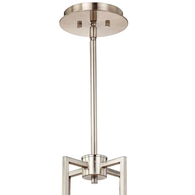 Possini Euro Design Concentric Brushed Nickel Pendant Chandelier 28" Wide Modern White Fabric Drum 4-Light For Dining Room House Foyer Kitchen Island 3 Possini Euro Design Concentric Brushed Nickel Pendant Chandelier 28" Wide Modern White Fabric Drum 4-Light For Dining Room House Foyer Kitchen Island - Image 3