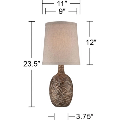 360 Lighting Chalane Rustic Accent Table Lamps 23 1/2" High Set Of 2 Antique Bronze Hammered Natural Linen Shade For Bedroom Living Room Bedside House 3 360 Lighting Chalane Rustic Accent Table Lamps 23 1/2" High Set Of 2 Antique Bronze Hammered Natural Linen Shade For Bedroom Living Room Bedside House - Image 3