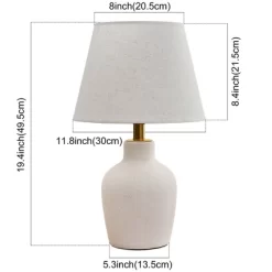 POWLIG 19.4" Modern Ceramic Table Lamp With Linen Shade - Frosted White For Bedroom, Living Room & Office -Lighting Discount Store GUEST e5a690ba 685b 4edd b914 d29519fe203e