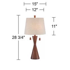 360 Lighting Omar Modern Table Lamp 28 3/4" Tall Warm Brown Wood Hourglass Oatmeal Fabric Drum Shade For Bedroom Living Room Bedside Nightstand Office -Lighting Discount Store GUEST e6133243 7521 466c 866d fc796a8ed041