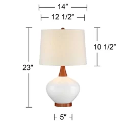 360 Lighting Brice 23" High Small Mid Century Modern Accent Table Lamps Set Of 2 Ivory Wood Ceramic Living Room Bedroom Bedside Off-White Shade -Lighting Discount Store GUEST e83f21b8 02df 413a bcaa b60de96f1854