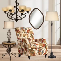 Franklin Iron Works Dark Mocha Chandelier 27 1/2" Wide Rustic Swirling Ribbon Amber Glass 6-Light Fixture For Dining Room House Foyer Kitchen Island -Lighting Discount Store GUEST e8781843 caf1 42e8 86fe bf2eb4ad4b98