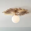 Possini Euro Design Hazel Modern Ceiling Light Semi Flush Mount Fixture 24" Wide Warm Brass White Globe Shade For Bedroom Kitchen Living Room Hallway