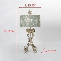 Chic Vintage Table Lamp With Distressed Cream And Blue Shade, Decorative Scroll Base, 33.66" Height, 1pc 11 Chic Vintage Table Lamp With Distressed Cream And Blue Shade, Decorative Scroll Base, 33.66" Height, 1pc -Lighting Discount Store GUEST e9767409 f945 474f 9f65 adf3148281d0