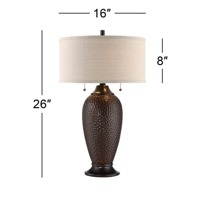 360 Lighting Cody 26" High Industrial Farmhouse Rustic Table Lamps Set Of 2 WiFi Smart Socket Pull Chain Oiled Bronze Finish Living Room Oatmeal Shade 8 360 Lighting Cody 26" High Industrial Farmhouse Rustic Table Lamps Set Of 2 WiFi Smart Socket Pull Chain Oiled Bronze Finish Living Room Oatmeal Shade - Image 8