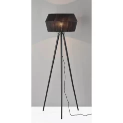Lighting Discount Store 34 Adesso Montana Floor Lamp Black: 61" Height, Wood Tripod Base, Rope Shade, UL Listed