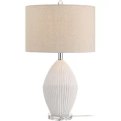 360 Lighting Lara 23" High Small Modern Coastal Accent Table Lamp Sand White Finish Single Oatmeal Shade Living Room Bedroom Bedside Nightstand House -Lighting Discount Store GUEST e9e0c5ce d98e 487d 8091 fe9251886ca4