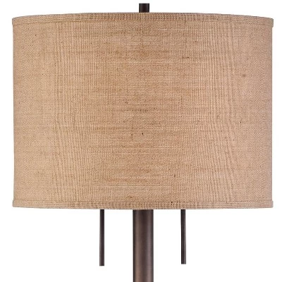 Possini Euro Design Garth Modern Floor Lamp Standing 63 1/2" Tall Oil Rubbed Bronze Burlap Fabric Drum Shade For Living Room Bedroom Office House Home 3 Possini Euro Design Garth Modern Floor Lamp Standing 63 1/2" Tall Oil Rubbed Bronze Burlap Fabric Drum Shade For Living Room Bedroom Office House Home - Image 3