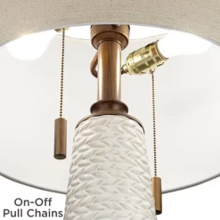 Possini Euro Design Kingston Modern Mid Century Table Lamp 32 3/4" Tall White Grooved Patterned Ceramic Taupe Drum Shade For Bedroom Living Room House 11 Possini Euro Design Kingston Modern Mid Century Table Lamp 32 3/4" Tall White Grooved Patterned Ceramic Taupe Drum Shade For Bedroom Living Room House -Lighting Discount Store GUEST ec64909a cf72 4850 8ac8 5218ccf903c7