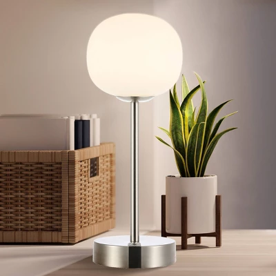 JONATHAN Y 12.25" Natalia Modern Minimalist Iron Rechargeable Integrated LED Table Lamp Nickel/White : Touch Sensor, 3-Way Dimmable 5 JONATHAN Y 12.25" Natalia Modern Minimalist Iron Rechargeable Integrated LED Table Lamp Nickel/White : Touch Sensor, 3-Way Dimmable - Image 5