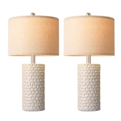 Itopfox Modern Ceramic Table Lamp Set Of 2, Rustic Farmhouse Bedside Lamps For Living Room & Bedroom, White Beige Desk Lamp For End Table Home Decor -Lighting Discount Store GUEST ed32c9f1 c056 4171 9922 d852d9b18970