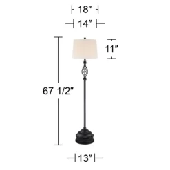 Franklin Iron Works Annie Rustic Floor Lamp With Black Riser 67 1/2" Tall Bronze Iron Scroll Cream Hardback Drum Shade For Living Room Bedroom Office -Lighting Discount Store GUEST f1297435 1c8f 4d3e 896f 3fc5d11d32db