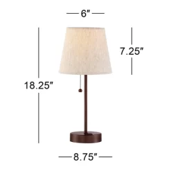 360 Lighting Justin Modern Accent Table Lamps 18 1/4" High Set Of 2 Marbled Bronze Metal With USB Charging Ports Oatmeal Drum Shade For Bedroom Desk -Lighting Discount Store GUEST f15c6aa9 4789 4777 9452 680505e9b5c6