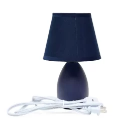 9.45" 2pk Petite Ceramic Oblong Bedside Table Desk Lamps With Matching Tapered Drum Shade Blue - Creekwood Home -Lighting Discount Store GUEST f197850e 5336 42c8 a7b7 71cd816acc0d