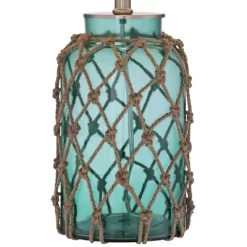 360 Lighting Crosby Coastal Accent Table Lamp 22 1/2" High Coastal Blue Green Glass Rope Off White Drum Shade For Bedroom Living Room Bedside Office -Lighting Discount Store GUEST f1fe16aa ca09 4994 b5df f65de5051da1