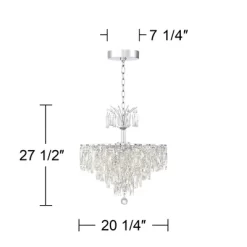 Vienna Full Spectrum Villette Chrome Chandelier 27 1/2" Wide Modern Cascade Crystal 6-Light LED Fixture For Dining Room Foyer Kitchen Island Entryway -Lighting Discount Store GUEST f234766a be92 4b96 ae8a 902bc3d4b6e5