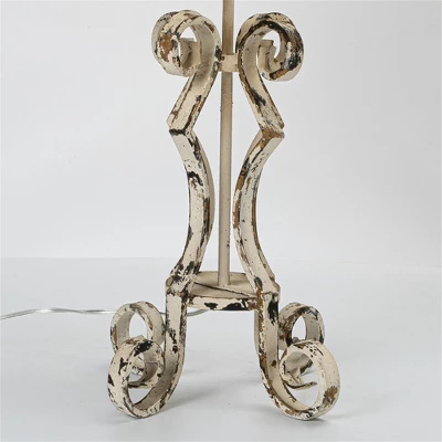 Chic Vintage Table Lamp With Distressed Cream And Blue Shade, Decorative Scroll Base, 33.66" Height, 1pc 5 Chic Vintage Table Lamp With Distressed Cream And Blue Shade, Decorative Scroll Base, 33.66" Height, 1pc - Image 5