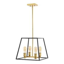 15" 4-Light Lloyd Farmhouse Industrial Iron LED Pendant Black/Brass Gold - JONATHAN Y -Lighting Discount Store GUEST f4b14be4 60f5 4a28 afce 29568451cb38