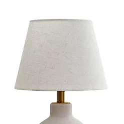 POWLIG 19.4" Modern Ceramic Table Lamp With Linen Shade - Frosted White For Bedroom, Living Room & Office -Lighting Discount Store GUEST f5e91265 950b 422b 88ca 039b3e933cb5