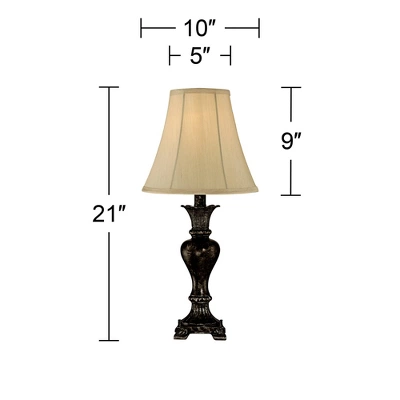 Regency Hill Xavier Traditional Accent Table Lamp 21" High Warm Bronze Urn Footed Base Natural Tone Bell Shade For Bedroom Living Room Bedside Office 5 Regency Hill Xavier Traditional Accent Table Lamp 21" High Warm Bronze Urn Footed Base Natural Tone Bell Shade For Bedroom Living Room Bedside Office - Image 5