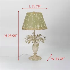 Vintage-Style Table Lamp With Distressed Green Shade And Floral Base, Rustic Home Decor Accent Piece, 1pc -Lighting Discount Store GUEST f6440b6e 91a5 4f1f b981 ec6701023da2