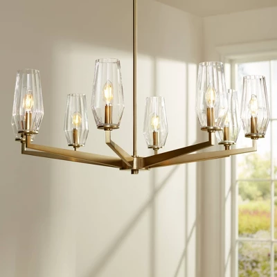 Possini Euro Design Byzantium Warm Gold Chandelier 35" Wide Modern Clear Glass Shade 8-Light Fixture For Dining Room Foyer Kitchen Island Entryway 1 Possini Euro Design Byzantium Warm Gold Chandelier 35" Wide Modern Clear Glass Shade 8-Light Fixture For Dining Room Foyer Kitchen Island Entryway