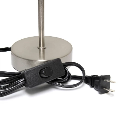 10.5" Petite Metal Stick Bedside Table Desk Lamp In Sand Nickel With Fabric Shade Purple - Creekwood Home 2 10.5" Petite Metal Stick Bedside Table Desk Lamp In Sand Nickel With Fabric Shade Purple - Creekwood Home - Image 2