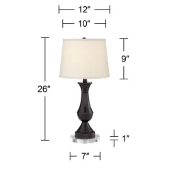 Regency Hill Blakely Modern Table Lamps Set Of 2 With Round Risers 26" High Bronze USB Charging Ports Touch On Off Oatmeal Shade For Bedroom Desk Home -Lighting Discount Store GUEST fcdc77e0 87a1 4fcc b7df bac3704fcdc1