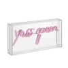 11.8" Yass Queen Contemporary Glam Acrylic Box Pendant (Includes LED Light Bulb) Neon Pink - JONATHAN Y