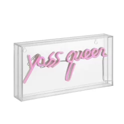 11.8" Yass Queen Contemporary Glam Acrylic Box Pendant (Includes LED Light Bulb) Neon Pink - JONATHAN Y