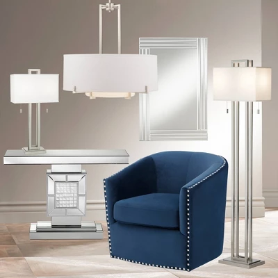 Possini Euro Design Concentric Brushed Nickel Pendant Chandelier 28" Wide Modern White Fabric Drum 4-Light For Dining Room House Foyer Kitchen Island 6 Possini Euro Design Concentric Brushed Nickel Pendant Chandelier 28" Wide Modern White Fabric Drum 4-Light For Dining Room House Foyer Kitchen Island - Image 6