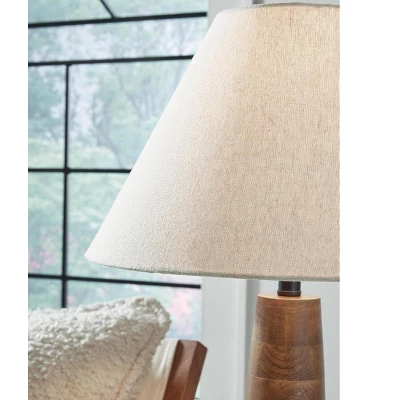 Signature Design By Ashley Danset Natural Wood Table Lamp With Fabric Shade - Honey Brown 2 Signature Design By Ashley Danset Natural Wood Table Lamp With Fabric Shade - Honey Brown - Image 2