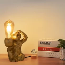YIYIBYUS Creative Resin Monkey Task And Reading Desk Lamp, Gold